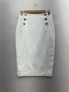 H&M Women’s 6 Cream Sailor Fitted Pencil Skirt